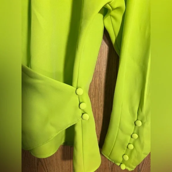 ZARA Double Breasted Lime Green Blouse - Picture 4 of 7